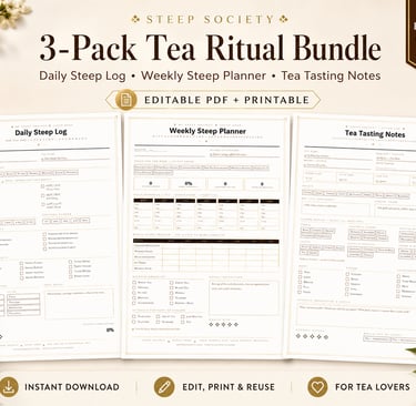 3-pack Editable PDF and Printable Tea Tasting Ritual Bundle