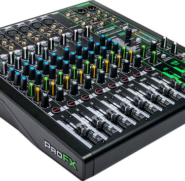Mesa de mezclas analógica Mackie ProFX12v3 vista en perspectiva derecha
