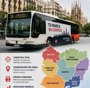 Publicidad Autobuses Barcelona por distritos y zonas