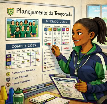 Treinador realizando o planejamento do ano.