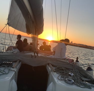 Enjoying a sunset on a sailboat cruise