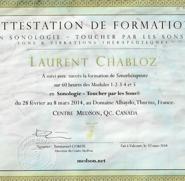 Attestation de formation en sonologie, toucher par les sons