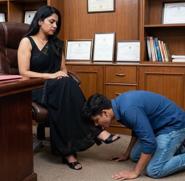 student licking women pricipal feet