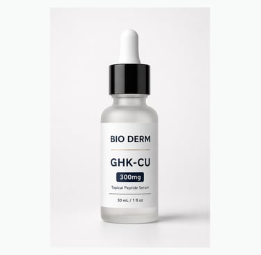Bio Derm GHK-CU 300 mg topical peptide serum in frosted glass dropper bottle