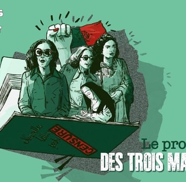 Dessin le procès des trois maria pour le site celles qui osent