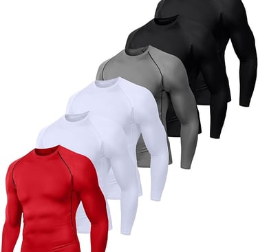 Holure Men's (Pack of 1 or 3 or 5) Cool Dry Compression Short/Long Sleeve Sports Baselayer T-Shirts 