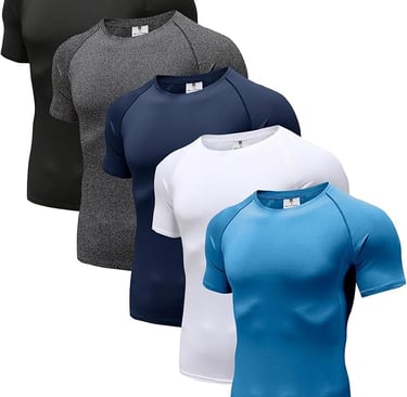 Holure Men's (Pack of 1 or 3 or 5) Cool Dry Compression Short/Long Sleeve Sports Baselayer T-Shirts 