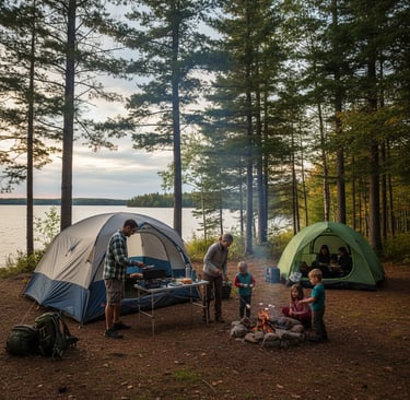 Tents, sleeping bags, camp essentials