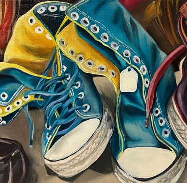 Chucks. Oil on linen. 20 x 25 cm. Sold