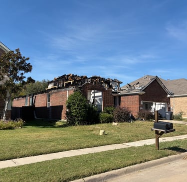 fire damaged home Irving TX - Irvin Restoration property damage assessment