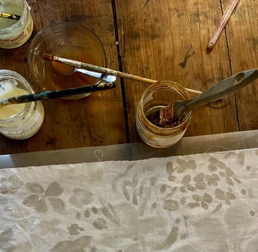 teinture végétale motifs pate mordant création textile