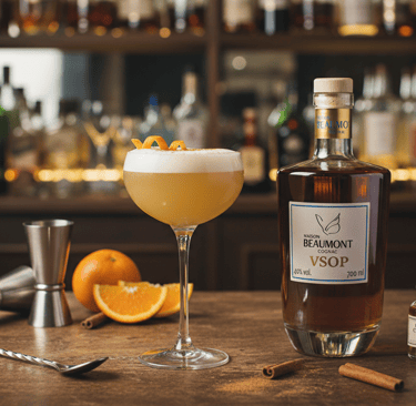 Cocktails-cognac, Sparkling spice, le cocktail pétillant et audacieux au Cognac Maison Beaumont VSOP