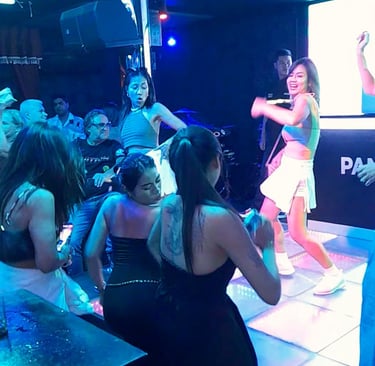 Thai women on the dance floor at Panama Club, Hua Hin in Thailand