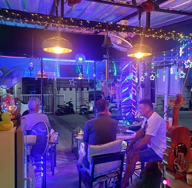 Customers drinking under the lights at Anny Bar, Hua Hin