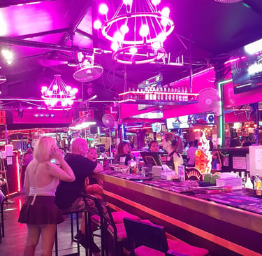 View from inside bar at Wonderland bar complex in Hua Hin