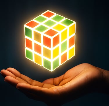 a person holding a rubik cube in their hands