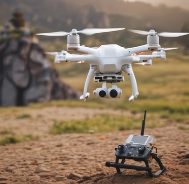 white drone flying in mid air