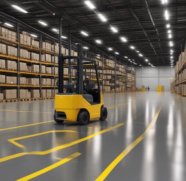 Close-up of anti-slip epoxy flooring in a busy car park showing the textured surface and clear line markings.