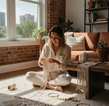 colgante de pared de macramé hecho a mano