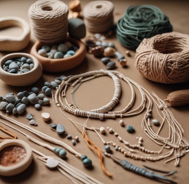joyería boho que incluyen cuentas de piedras naturales y cordón de macramé