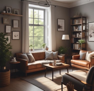 A calm office space with a welcoming desk and a plant, symbolizing a professional counseling environment.