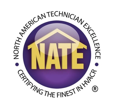 North American Technician Excellence NATE certification logo for HVACR service professionals.