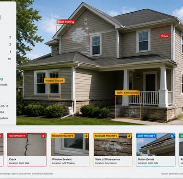 AI property inspection report showing visible exterior issues