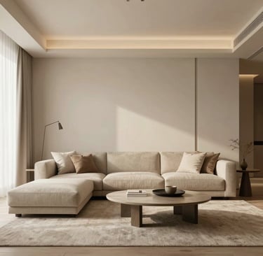 salon minimaliste moderne, décoration intérieure épurée, maison contemporaine minimaliste