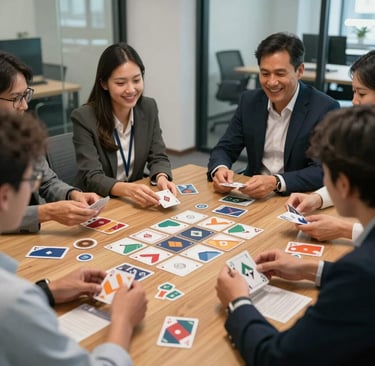 jeu de cartes personnalisé entreprise, team building ludique, cartes personnalisées société