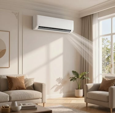 climatisation réversible maison, unité intérieure climatisation moderne, pompe à chaleur air air