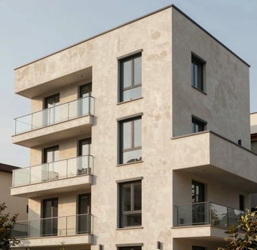 ravalement façade moderne, rénovation extérieure bâtiment, façade immeuble rénovée