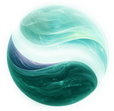 Esfera abstracta con dos capas fluidas que representan la lectura estratégica y simbólica del método