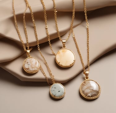 Elegant silver necklace with a minimalist pendant displayed on a rustic wooden table