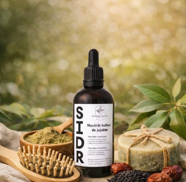 ​Macérat huileux de Jujubier Sidr Bienfaits Sunnah - Soin cheveux et peau - Cosmétique naturelle.