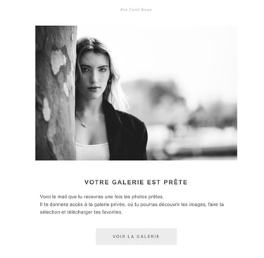 Aperçu du mail envoyé au client pour accéder à sa galerie photo privée – Cyril Steau, photographe portrait à Paris