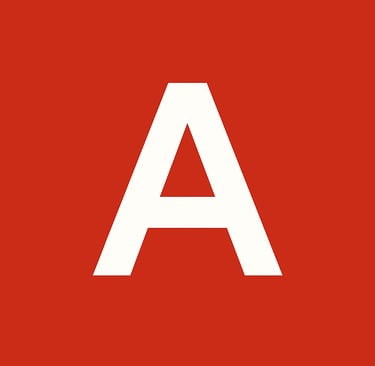 a red and white letter a with a white capital letter a