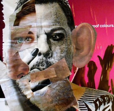 Preparatory collage for the painting 'Identity Crisis' by Christine Gallagher