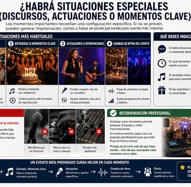 Discursos, brindis, bailes, cumpleaños, comuniones.