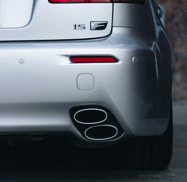 Back view of Lexus IS F equipped with Michelin performance tyres at our Lagos tyre store