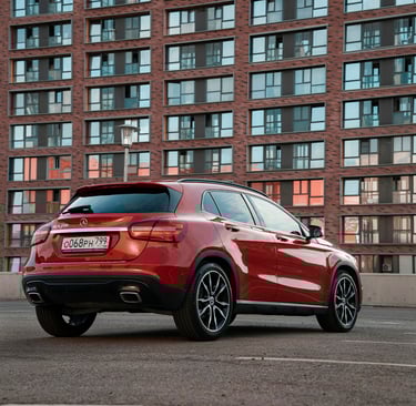 Side profile of GLA 250 with Michelin tyres at a top-rated Lagos tyre shop