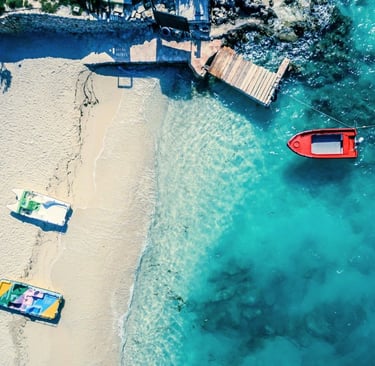 Aerial shot of Ksamil Beach in Albania