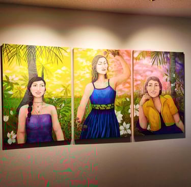 triptych tropical art