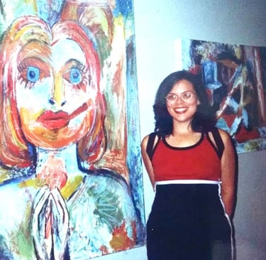 artist at an exhibition