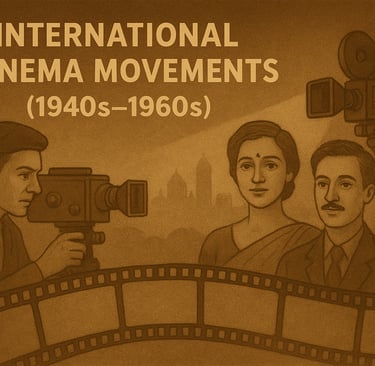 a group of people standing around a camera