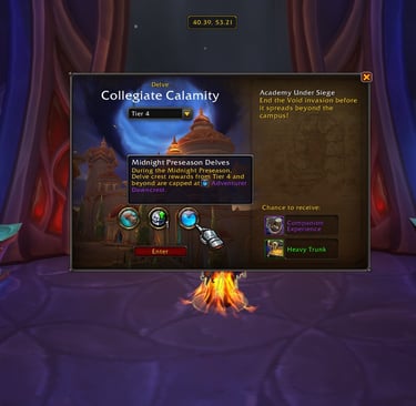 Delve, Collegiate Calamity, WoW, Midnight, Fastest way to level in Midnight, WoW Midnight Leveling, Delve XP Farm Midnight