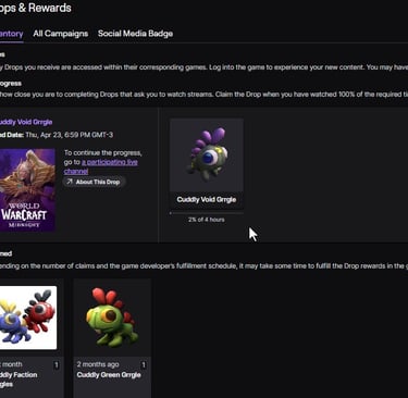 Cuddly void Grrgle, Twich Rewards,WoW Twitch Drops $ Rewards All Campaings, world of warcraft, wow, midnight
