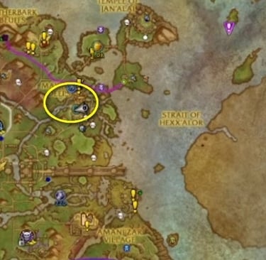 prey trap area Zul aman: 42.77, 71.30, Prey system, Prey farming, Remnants of Anguish Farming, WoW, Midnight