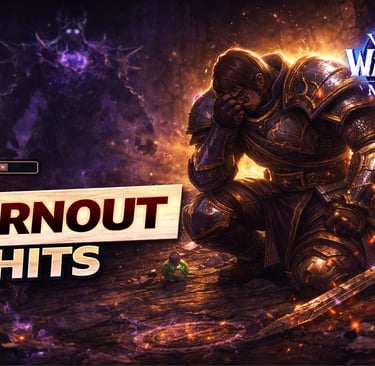 World of Warcraft player facing a difficult challenge fight after a wipe, reviewing defeat and preparing for another attempt