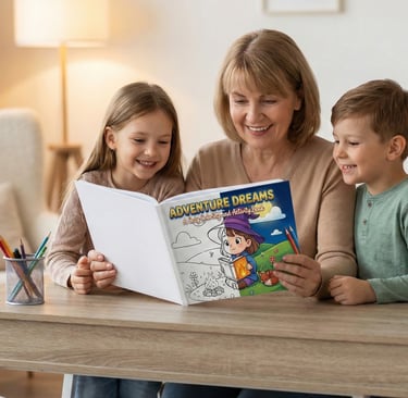 screen-free reset, calming fantasy book, cute fantasy activity book, bold simple coloring, fantasy relaxation book, cozy act