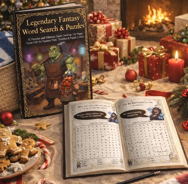 WoW Midnight, fantasy book, puzzle collection, word searches, mazes, funny jokes, travel size, screen free, family fun, cozy